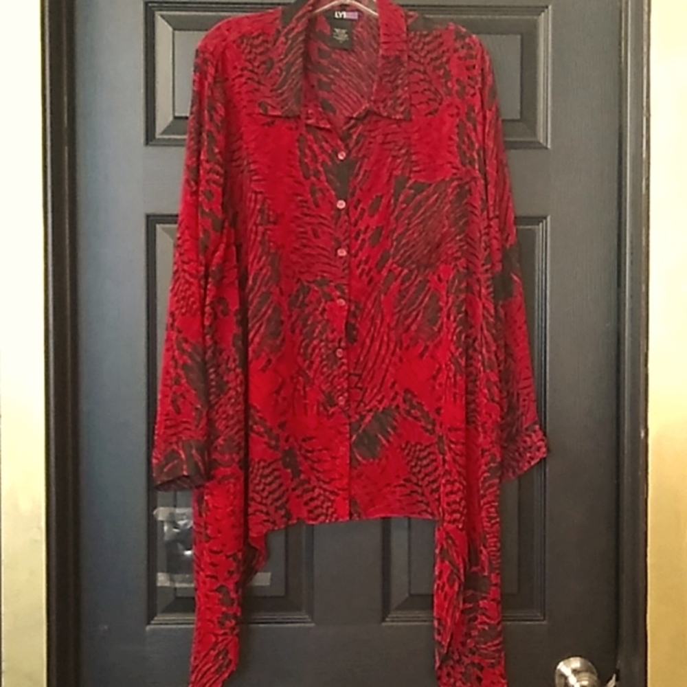 LYS red sheer blouse